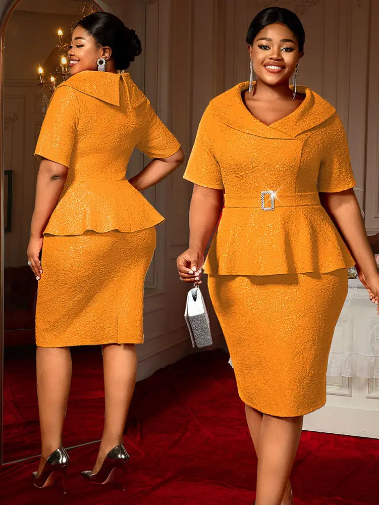 AOMEIDRESS First Lady Church Dresses Peplum Tops for Women Formal Orange / L