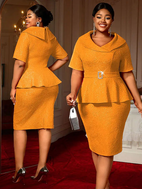 AOMEIDRESS First Lady Church Dresses Peplum Tops for Women Formal Orange / L