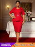 AOMEIDRESS First Lady Church Dresses Peplum Tops for Women Formal Red / S