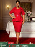 AOMEIDRESS First Lady Church Dresses Peplum Tops for Women Formal Red / S