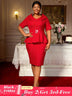 AOMEIDRESS First Lady Church Dresses Peplum Tops for Women Formal Red / S