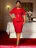 AOMEIDRESS First Lady Church Dresses Peplum Tops for Women Formal Red / S