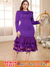 purple o neck dresses for women