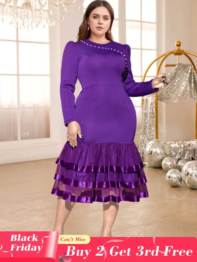 purple o neck dresses for women