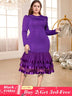 purple o neck dresses for women