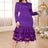 purple o neck dresses for women