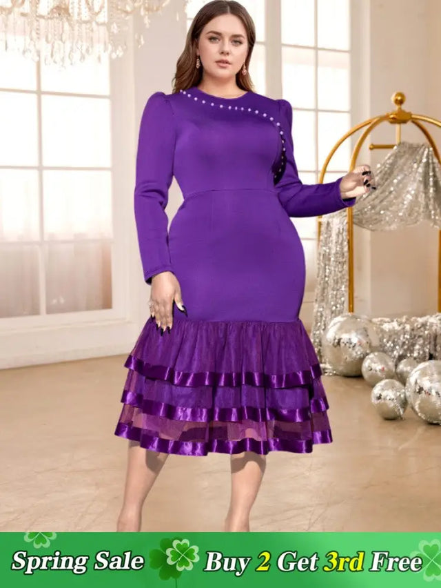 purple o neck dresses for women