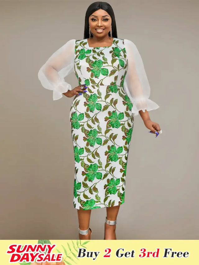 square collar parinted dresses for women