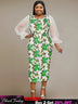 square collar parinted dresses for women