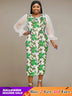 square collar parinted dresses for women