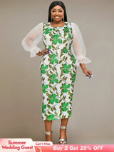 square collar parinted dresses for women