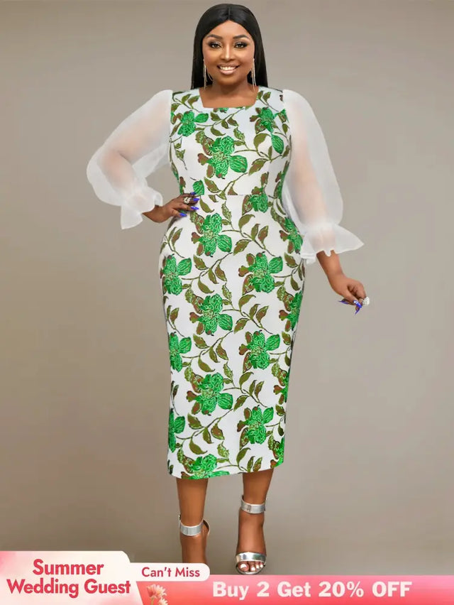square collar parinted dresses for women