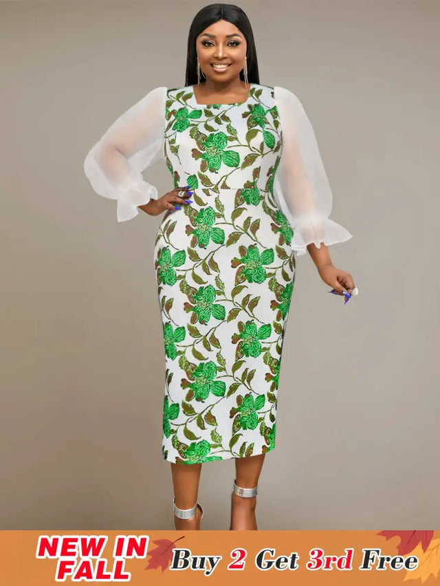 square collar parinted dresses for women