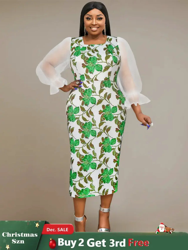 square collar parinted dresses for women