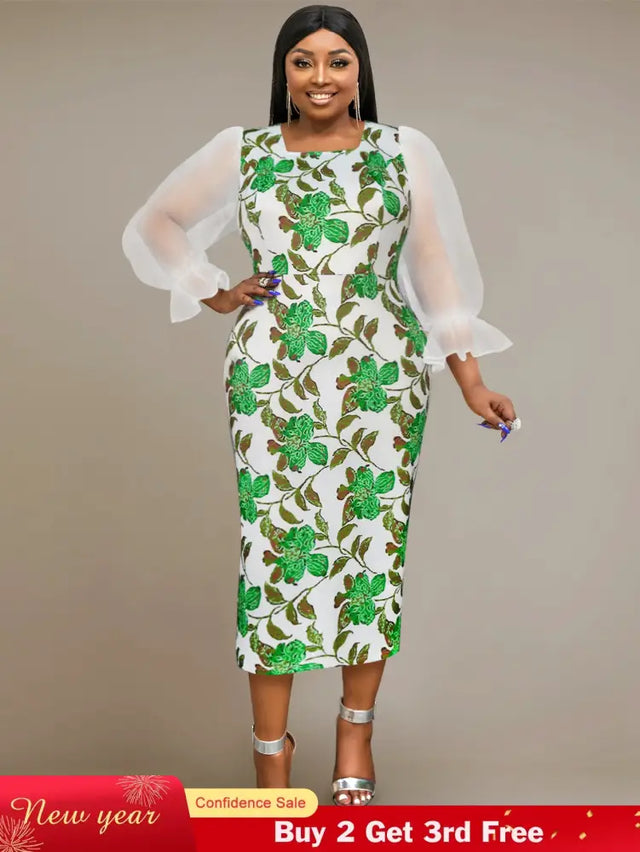 square collar parinted dresses for women