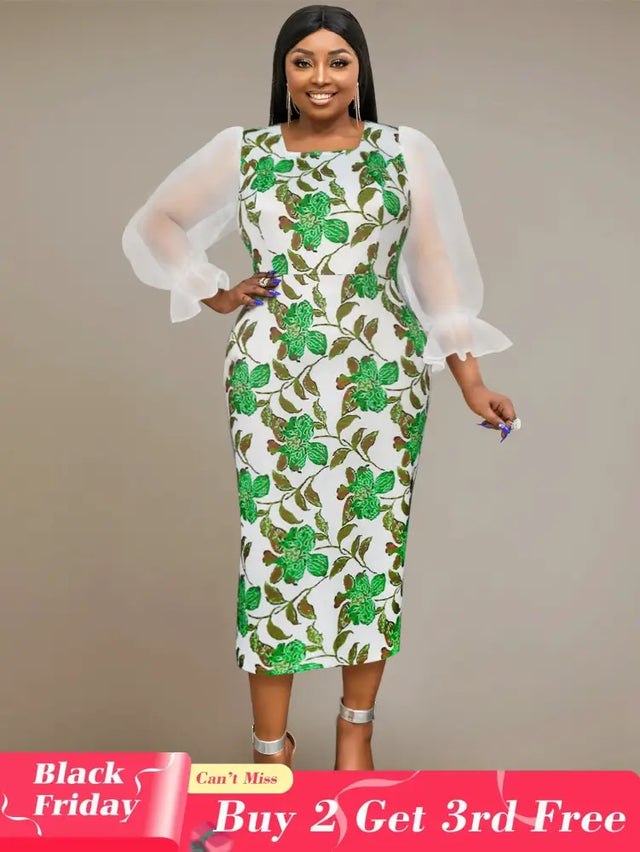 square collar parinted dresses for women