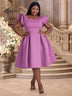 AOMEIDRESS Flying Sleeve Short A Line Dress For Women Lavender / S