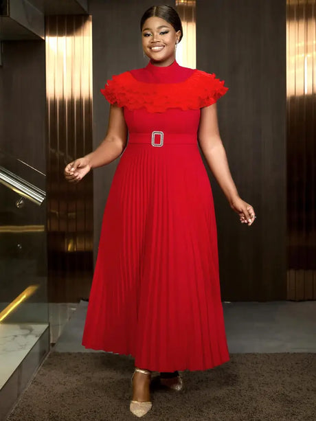 AOMEIDRESS Formal Dresses for Weddings Pleated Ruffle High Neck