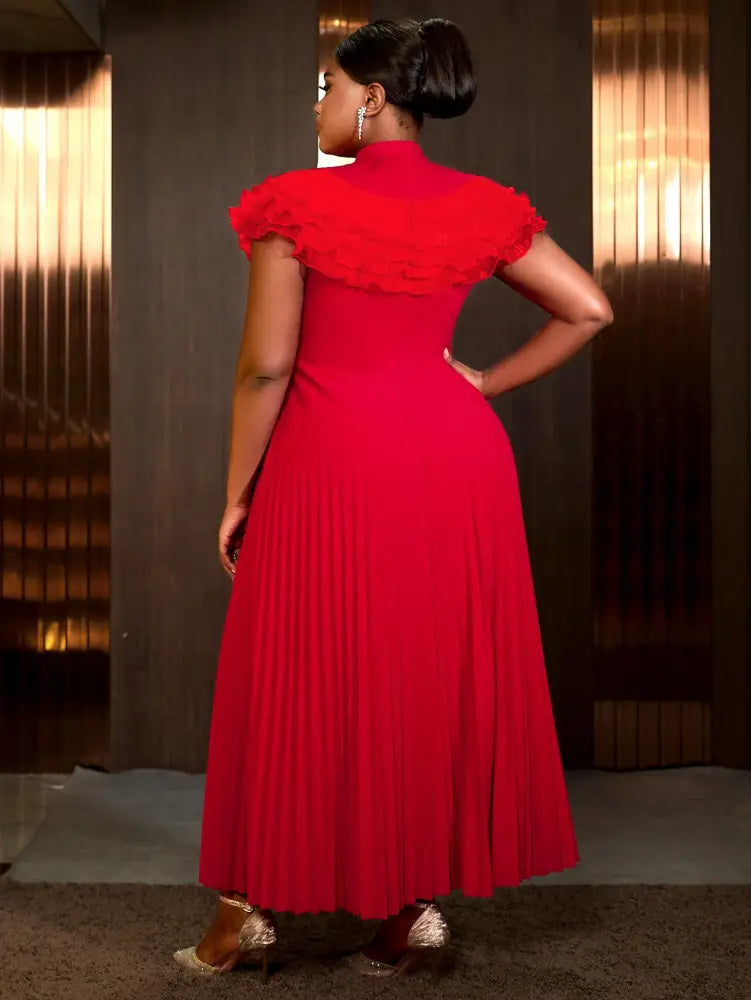 AOMEIDRESS Formal Dresses for Weddings Pleated Ruffle High Neck