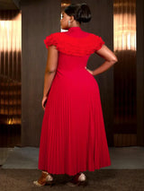 AOMEIDRESS Formal Dresses for Weddings Pleated Ruffle High Neck