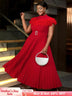 AOMEIDRESS Formal Dresses for Weddings Pleated Ruffle High Neck S / Red