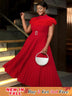AOMEIDRESS Formal Dresses for Weddings Pleated Ruffle High Neck S / Red
