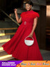 AOMEIDRESS Formal Dresses for Weddings Pleated Ruffle High Neck S / Red