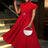 AOMEIDRESS Formal Dresses for Weddings Pleated Ruffle High Neck S / Red