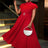 AOMEIDRESS Formal Dresses for Weddings Pleated Ruffle High Neck S / Red