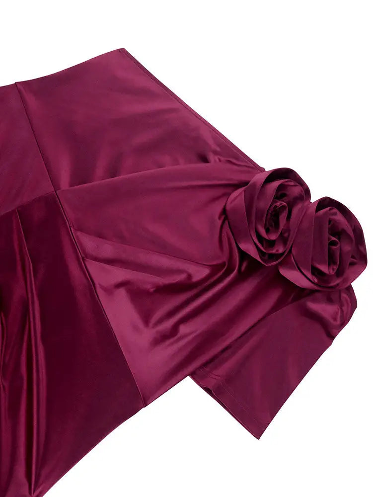 AOMEIDRESS Formal Summer Wedding Guest Dresses 3D Flower One Shoulder