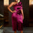 AOMEIDRESS Formal Summer Wedding Guest Dresses 3D Flower One Shoulder Wine / S