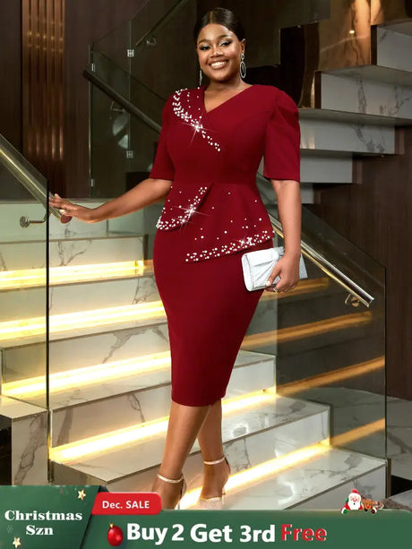 AOMEIDRESS Formal Women Dress Beading Half Sleeves Peplum Gown for Wedding