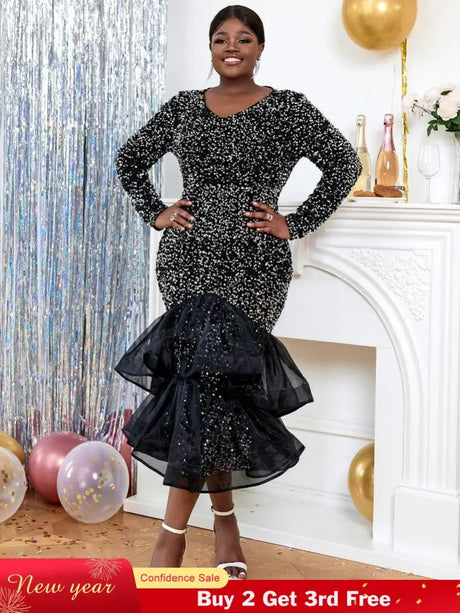 Long Sleeve Church Dresses for Women sequin party dresses