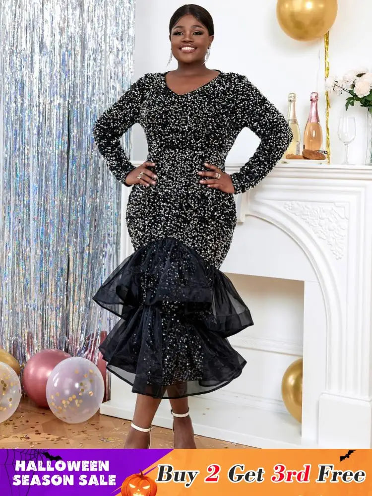 Long Sleeve Church Dresses for Women sequin party dresses