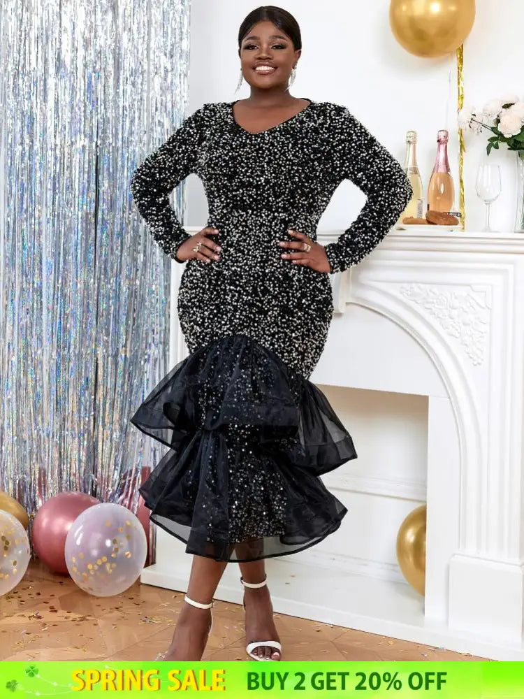 Long Sleeve Church Dresses for Women sequin party dresses