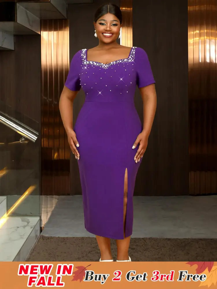 Perfect 30th birthday dress or Mothers Day outfit this purple beaded bodycon is a must-have for stylish going out outfits all year round








