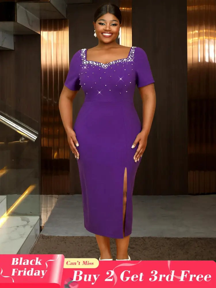 Perfect 30th birthday dress or Mothers Day outfit this purple beaded bodycon is a must-have for stylish going out outfits all year round









