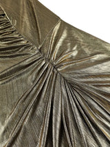 AOMEIDRESS Gold Bodycon Slit Dress Wrinkles One Shoulder Sleeveless