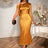 AOMEIDRESS Gold One Shoulder Satin Dress 3D Flower Party Gowns Brown / S