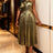 AOMEIDRESS Gold Pleated One Shoulder Party Dress with Ruffled Flower Gold / S