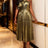AOMEIDRESS Gold Pleated One Shoulder Party Dress with Ruffled Flower Gold / S