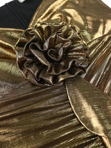 AOMEIDRESS Gold Ruffle Scrunch Butt Dress With 3D Flower For Weddings