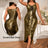 AOMEIDRESS Gold Ruffle Scrunch Butt Dress With 3D Flower For Weddings Gold / S