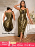 AOMEIDRESS Gold Ruffle Scrunch Butt Dress With 3D Flower For Weddings Gold / S
