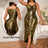 AOMEIDRESS Gold Ruffle Scrunch Butt Dress With 3D Flower For Weddings Gold / S