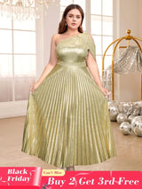 one shoulder maxi pleated dresses for women