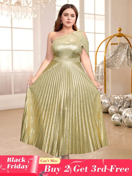 one shoulder maxi pleated dresses for women