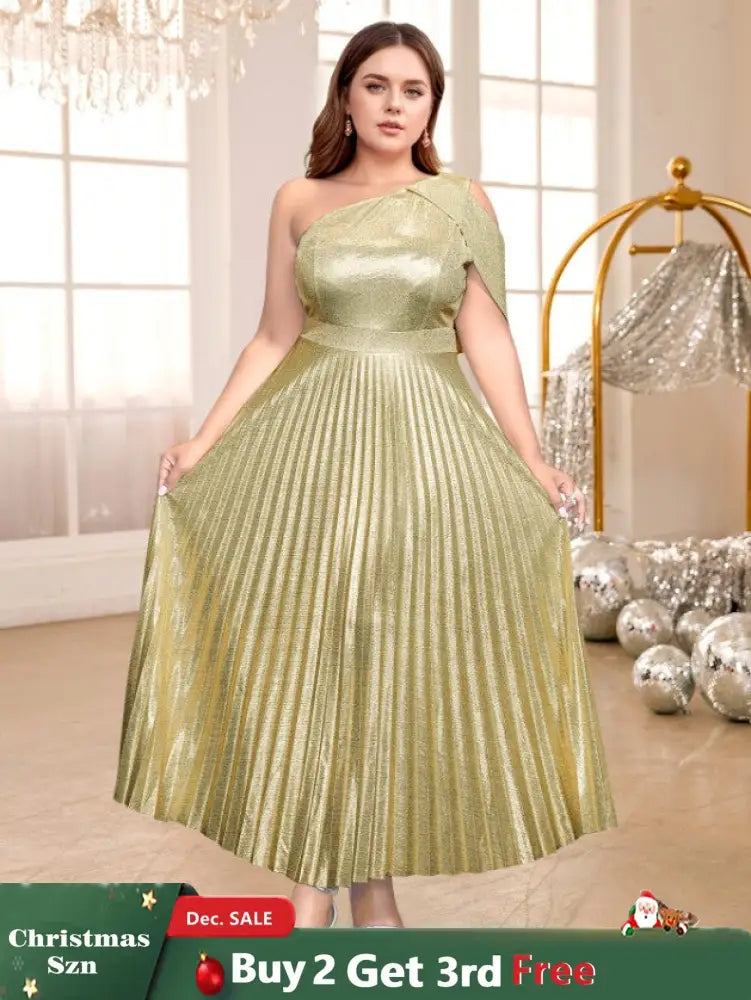 one shoulder maxi pleated dresses for women