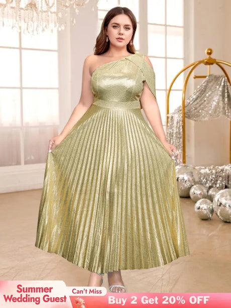 one shoulder maxi pleated dresses for women