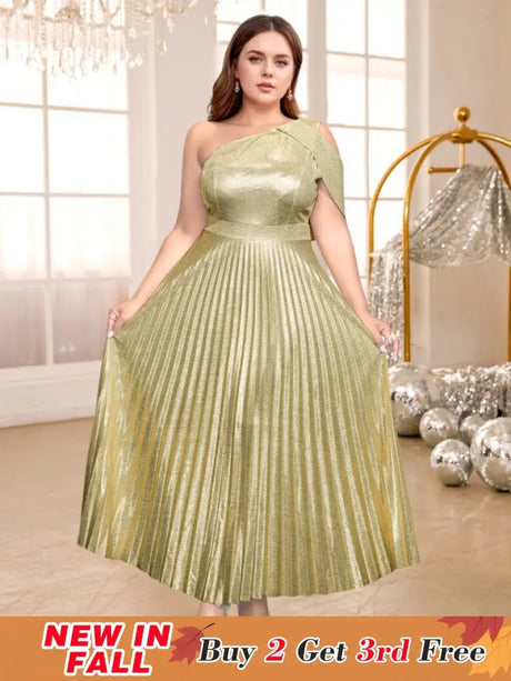 one shoulder maxi pleated dresses for women